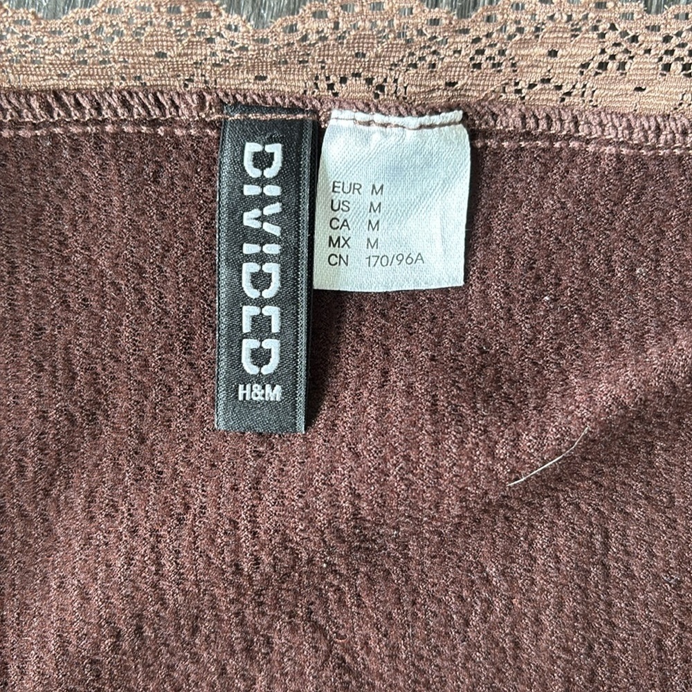 SzM H&M Divided Brown/Mocha Lace Ribbed Cami VGUC - Picture 3 of 4